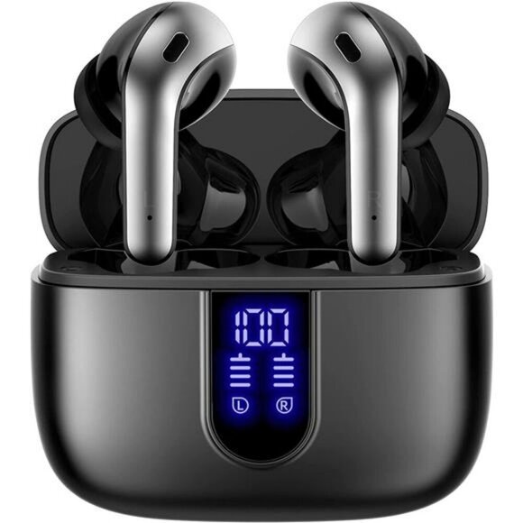 Wireless Earbuds 60H Battery LED Display Waterproof Mic Touch Control Bass - Picture 1 of 7